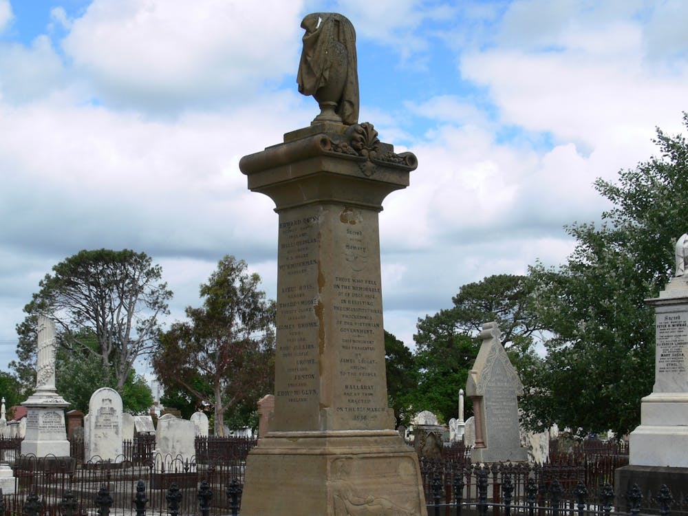 Photo of the Eureka Diggers memorial at Ballarat Old Cemetery.