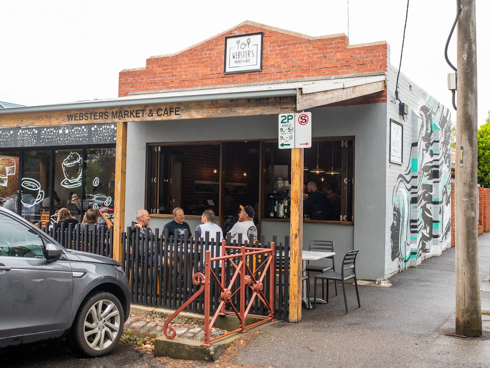 Webster's Market and Cafe in Ballarat with outdoor seating.