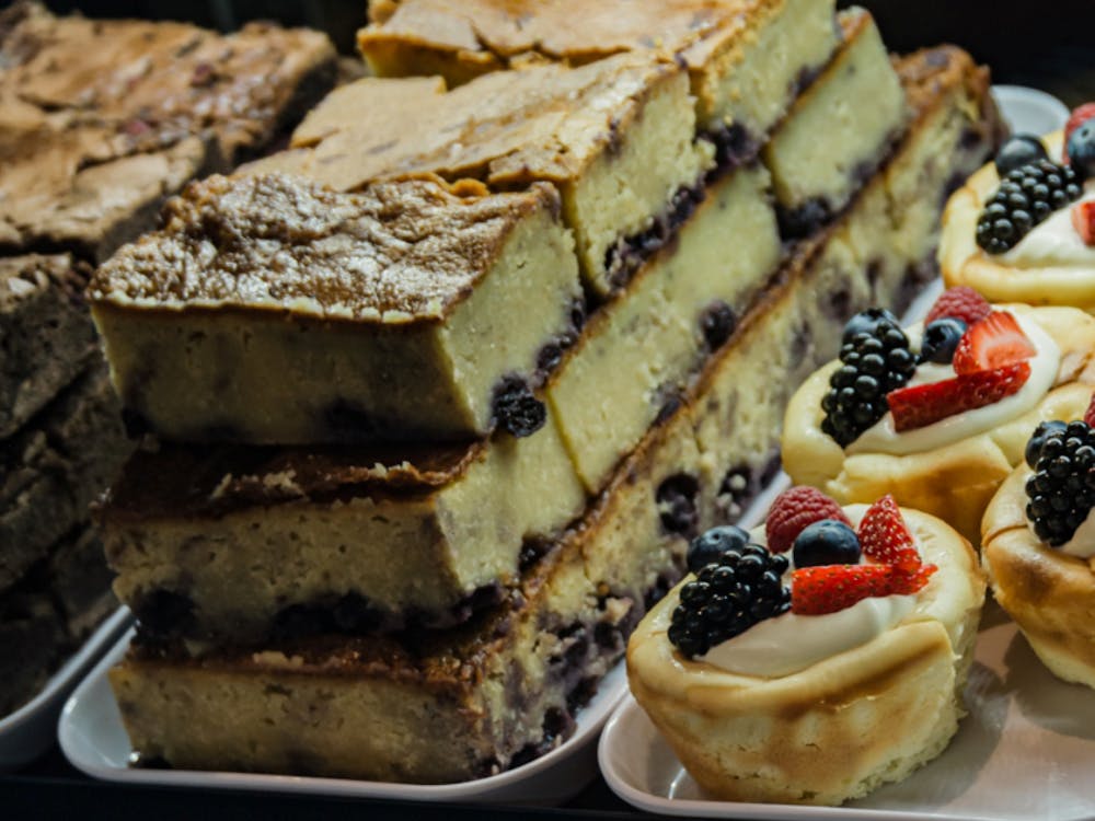 Selection of house-made cakes, slices and sweet treats in the café cabinet