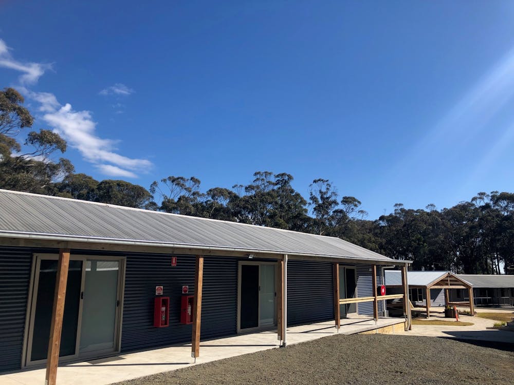 View of several camp accommodation buildings