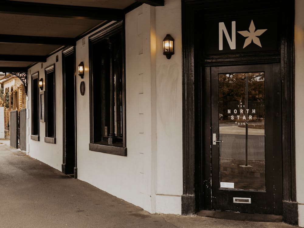Exterior entrance of The North Star Hotel on Lydiard Street in Ballarat.