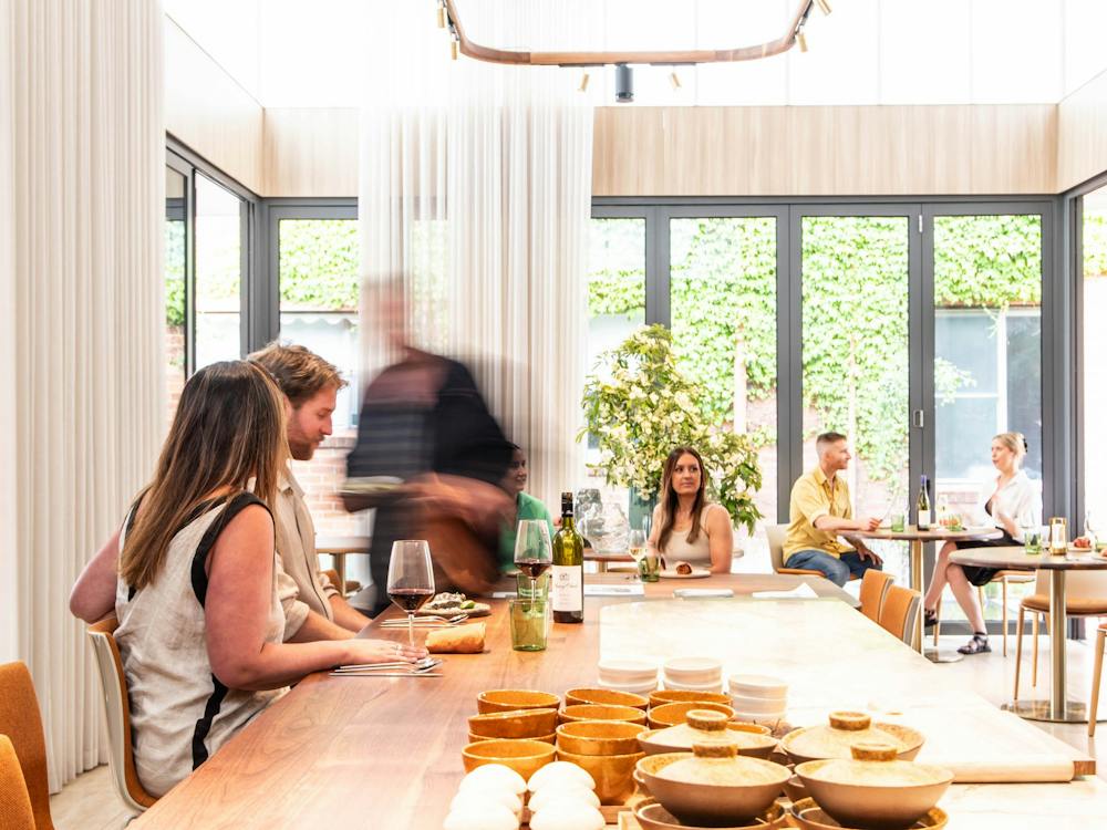 People dining at restaurant