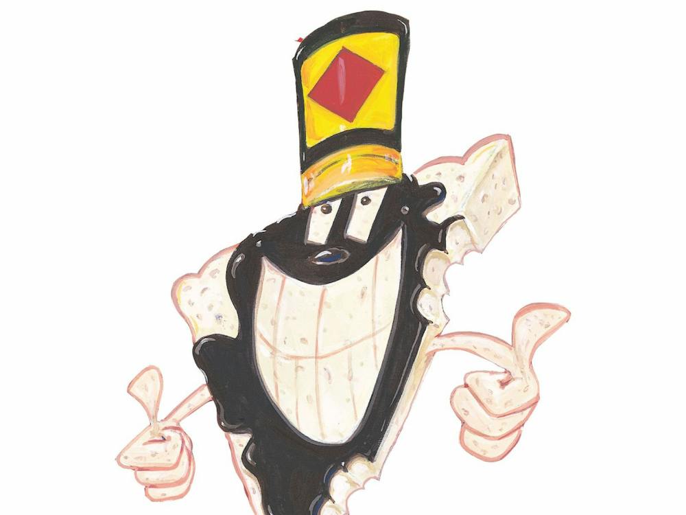 an illustration of a slice of bread with a smiling face slathered in vegemite