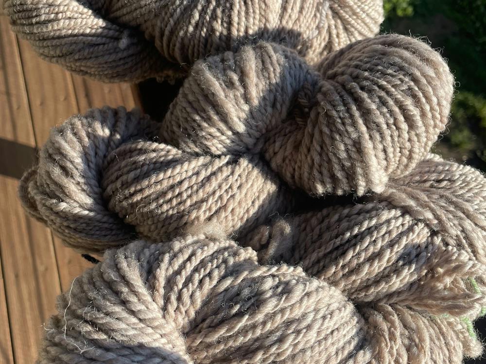 skein of wool in a row