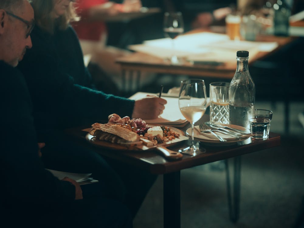 Table with charcutierie platter